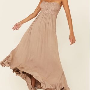 NWT Adella Free People Strapless Pink Dusty Rose Maxi Dress